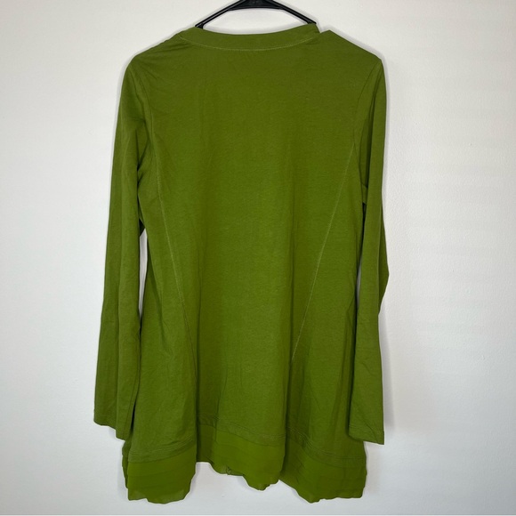 LOGO Lori Goldstein Green Button Front V Neck Tunic with Pockets and Tucks SZ M - Picture 8 of 14